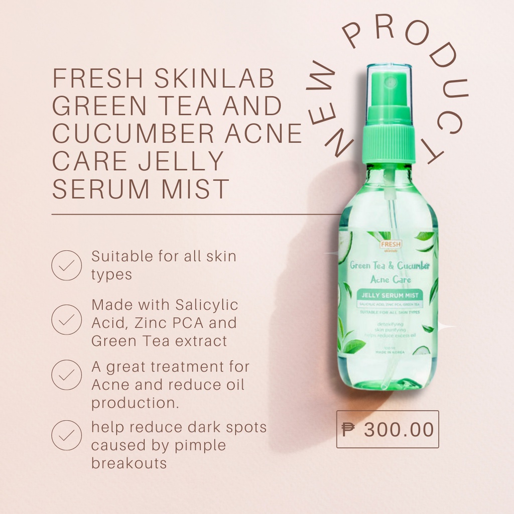 FRESH SKINLAB GREEN TEA AND CUCUMBER ACNE CARE JELLY SERUM MIST 100ML