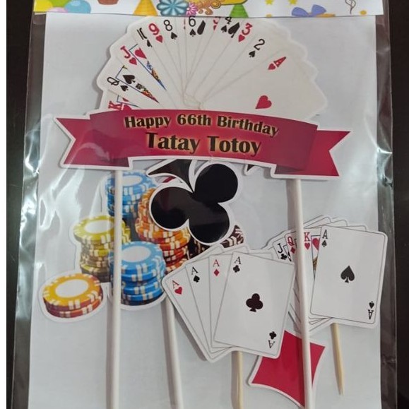 Playing Card Theme Customized Cake Topper