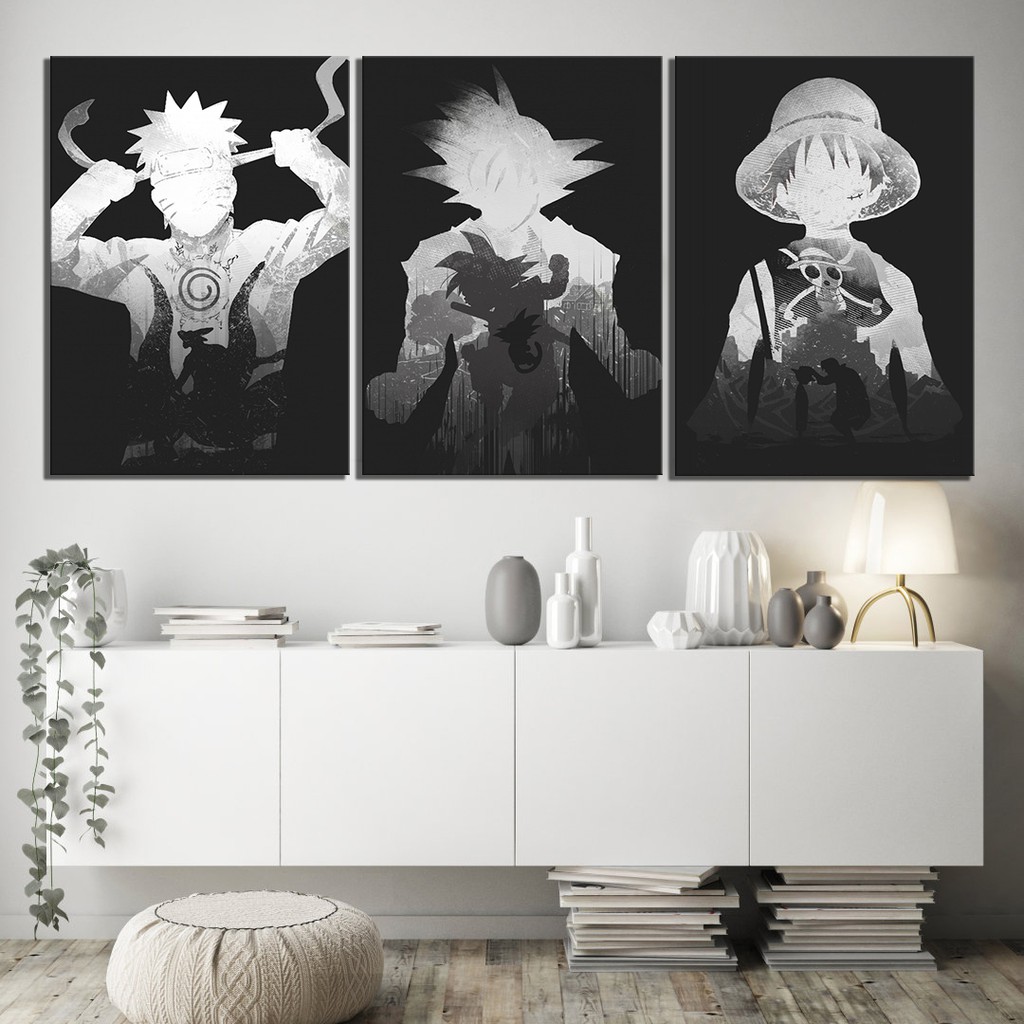 3 Pieces One Piece Naruto Luffy Wall Modern Art Home Canvas Decor Oil Painting Shopee Philippines