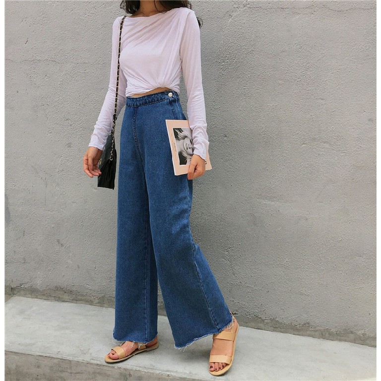 high waist wide leg denim