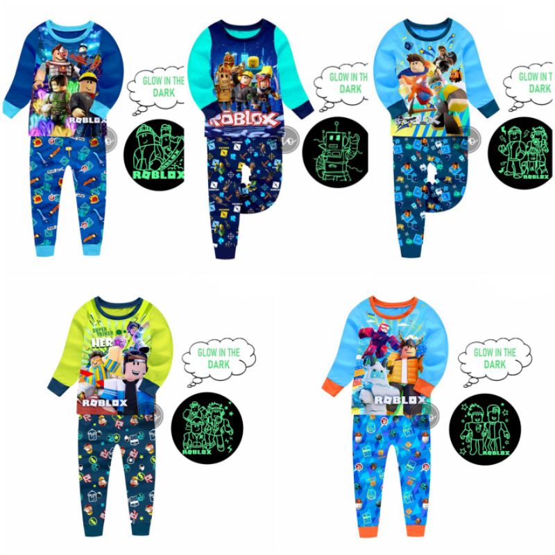 Roblox GLOW in the DARK Pajama Set Roblox Longsleeves Pajamas Set for