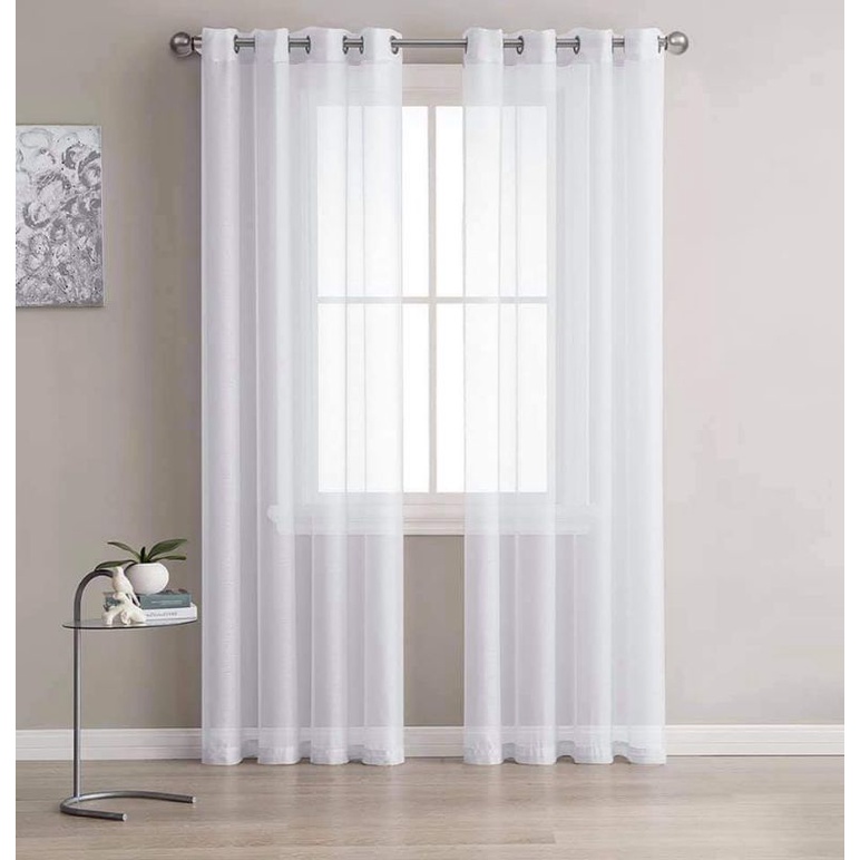 Grommet hotel quality white sheer curtain with grommet ring white ...