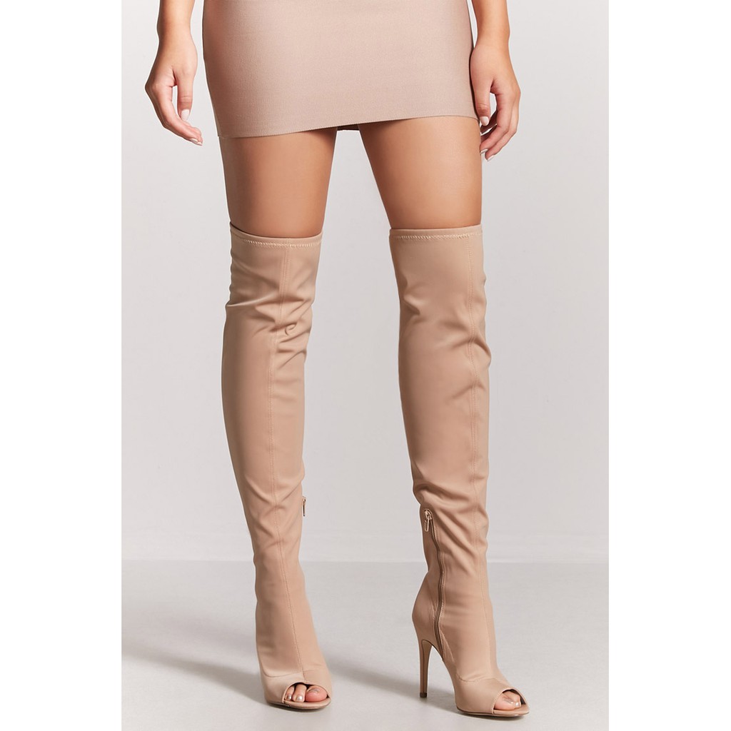 open toe boots knee high