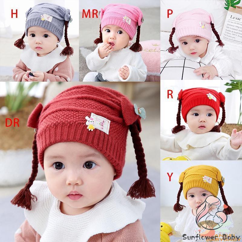 ❀❀ZZ-Toddler Kids Baby Girl Cartoon Braid Design Winter Warm Hat Cap With  Fake Braids | Shopee Philippines