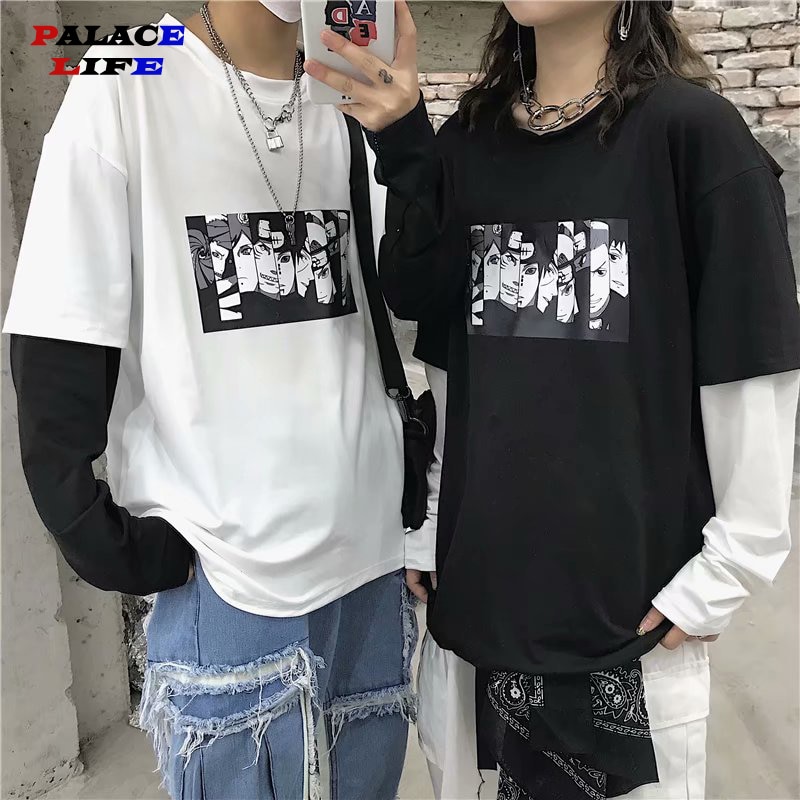 Naruto Anime Men's Long Sleeve T-Shirt Couple False Two Pieces Men  Streetwear Tops Tee Japanese Hip | Shopee Philippines