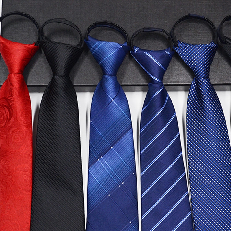 Neckwear Polyester Silk Lazy Ties Men Zipper Tie Wedding Party Decor ...