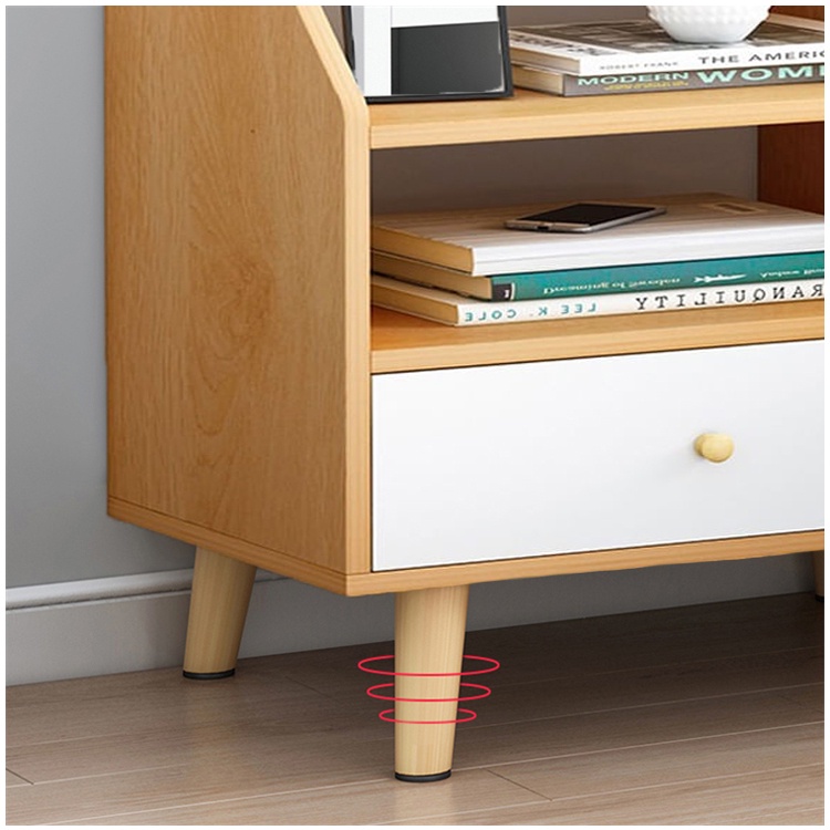 WM DIY Modern Minimalist Nordic Style 3 Layer Bed Side Table With 1 Drawer CTG011