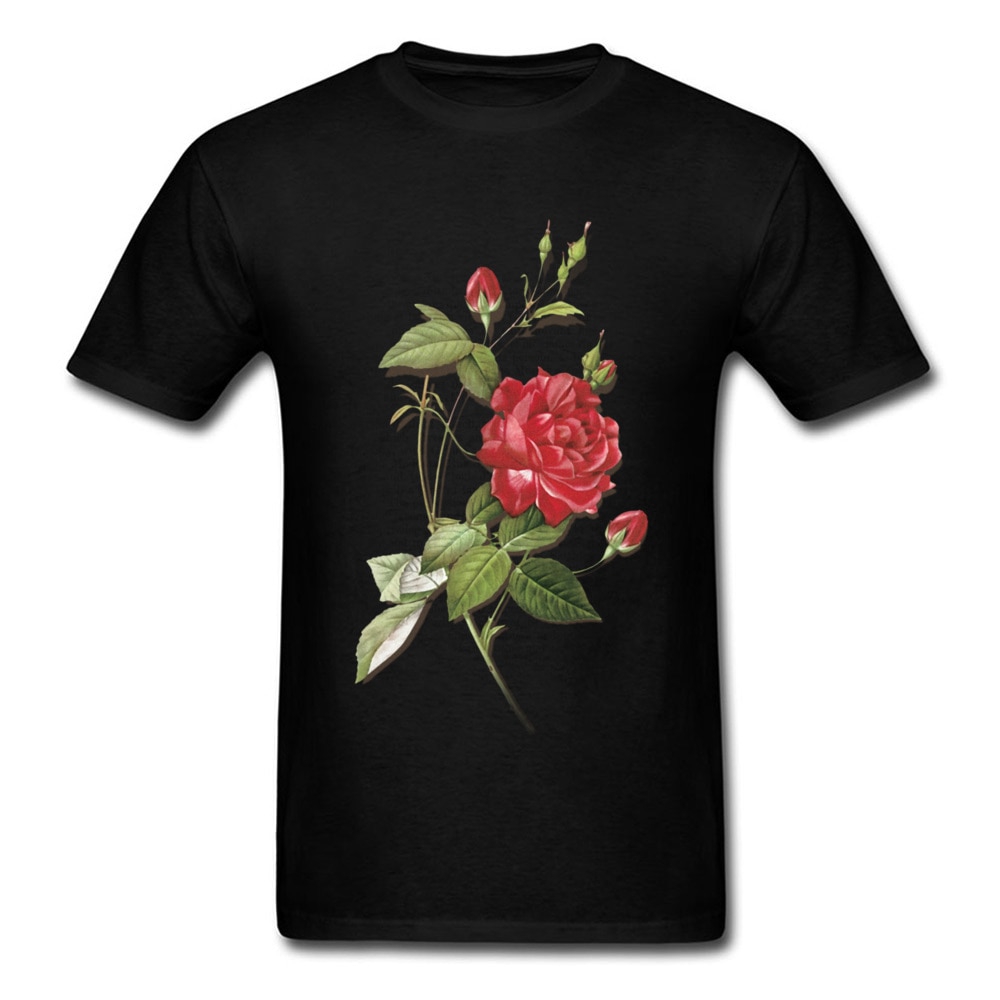 black shirt with red roses mens