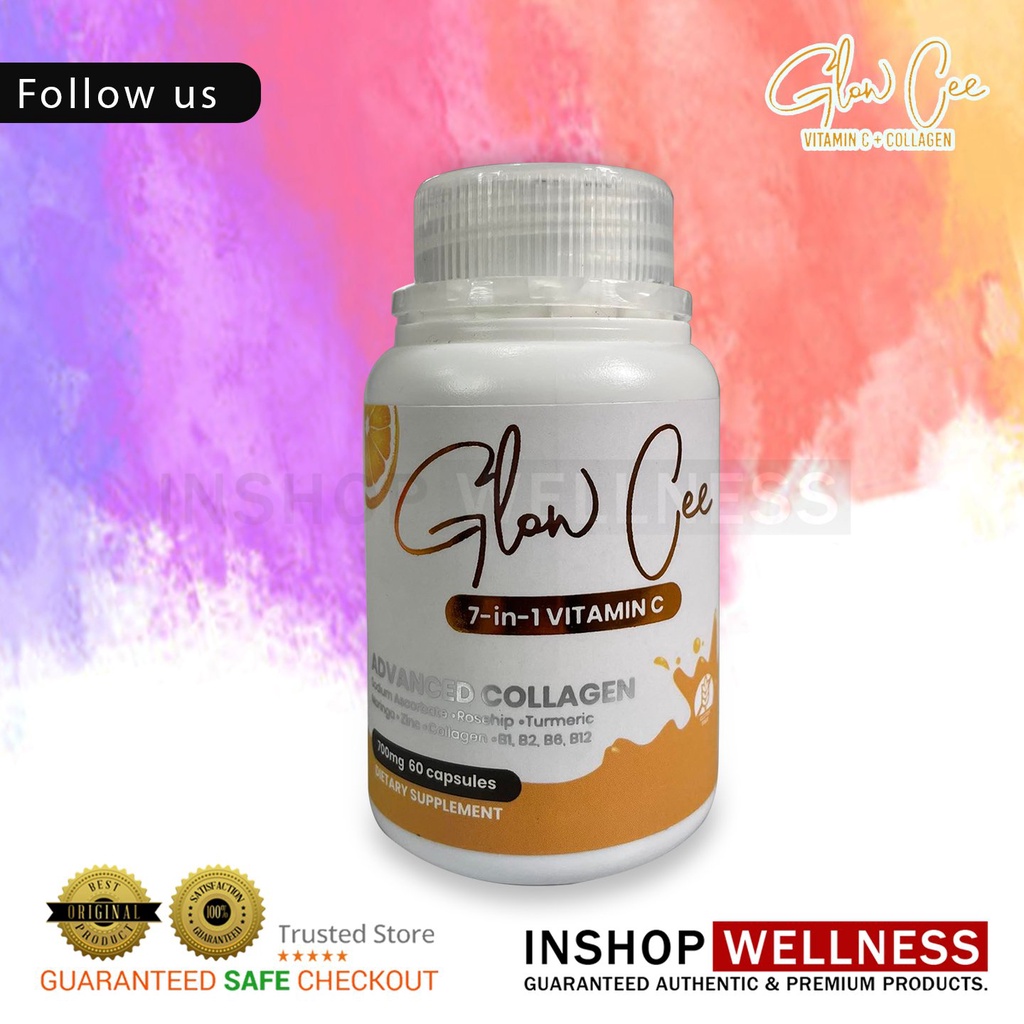 Glow Cee 7in1 Vitamin C 60 Caps with Collagen and Zinc NonAcidic