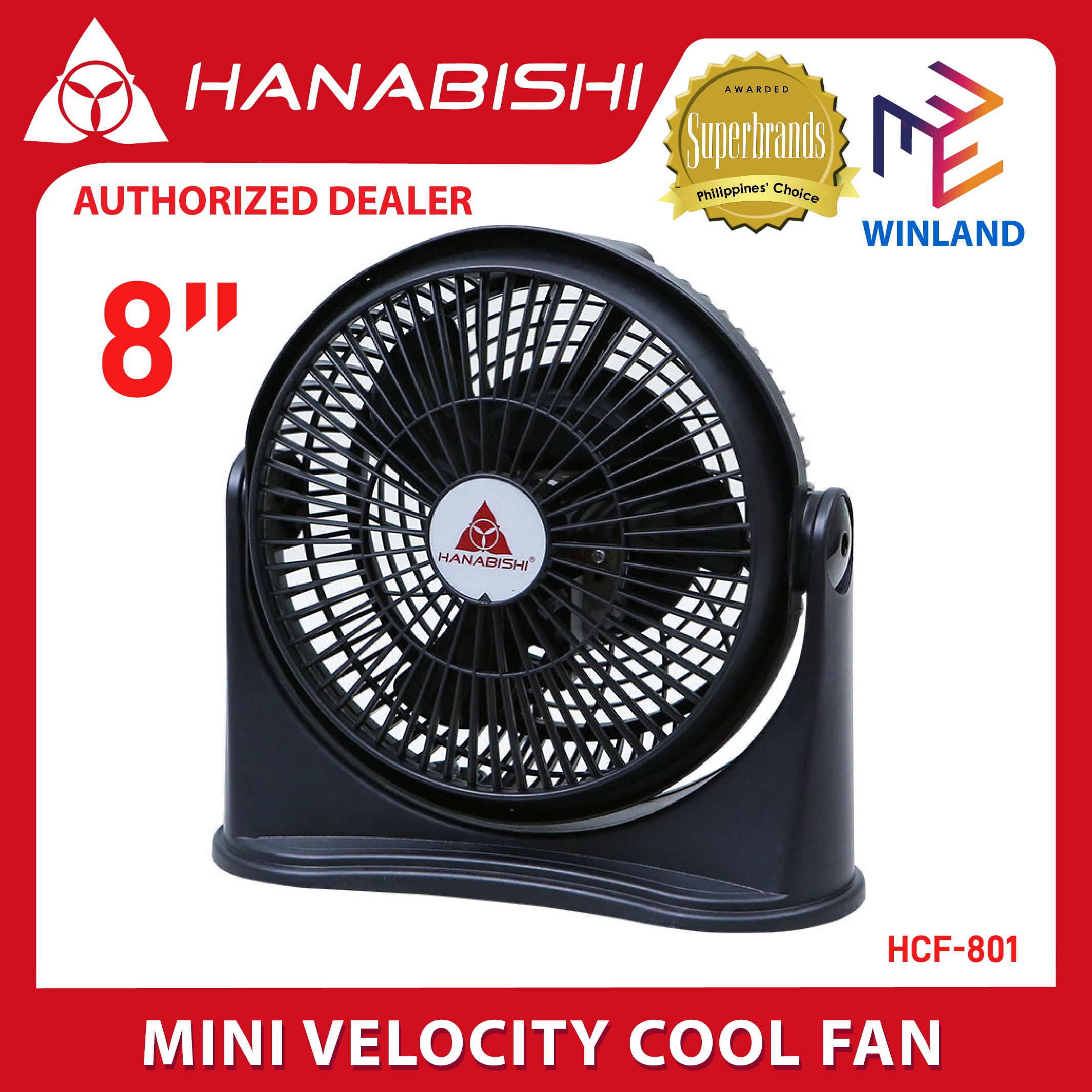 Hanabishi Original 8" Cool Velocity Fan Desk Fan Electric Fan Cool Fan