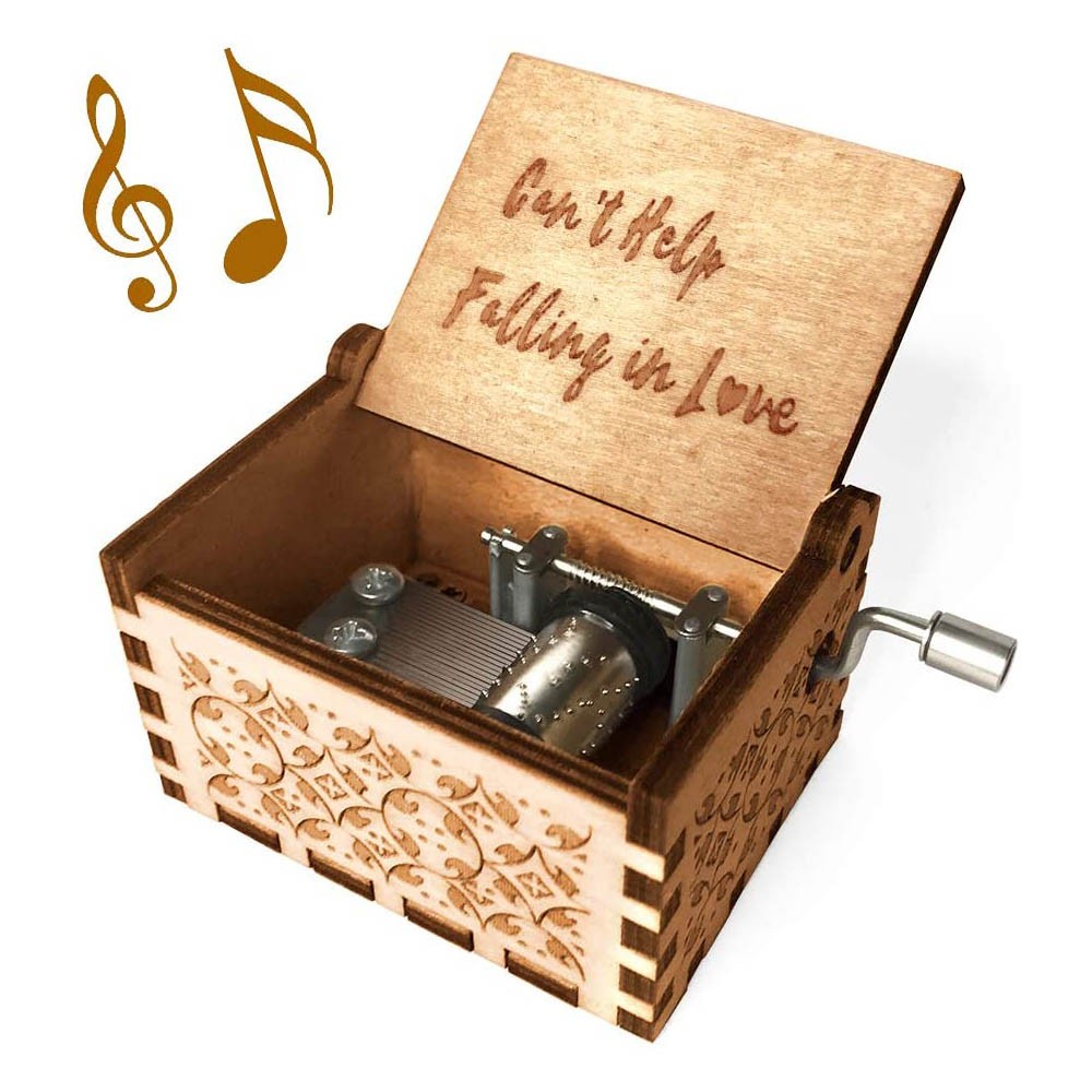 FGHFG Cant Help Falling in Love with You Music Box Baby Girl Boys Musical Carved Wooden Music Gifts Creative Wooden Crafts 
