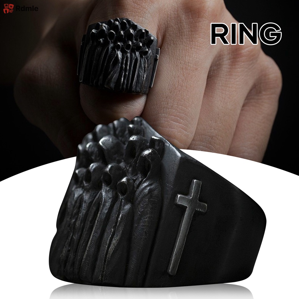 Soul Reaper Ring for Men Religious Carving Open Ring with Cross Pattern ...