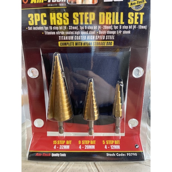 3pcs set HSS Heavy Duty Step Drill bit for metal 412mm,420mm,432mm