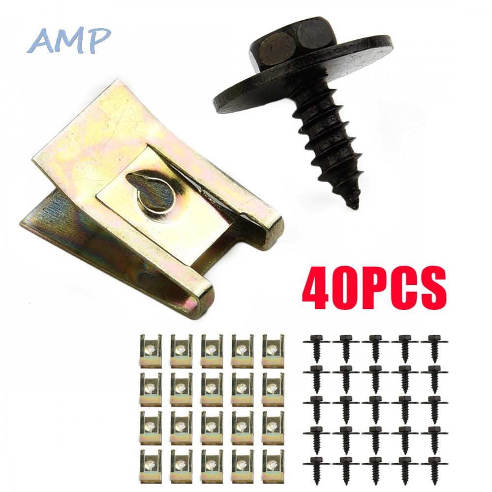 40x Steel U Nut Clip Screw Gasket Fastener For Car Body Fender Bumper