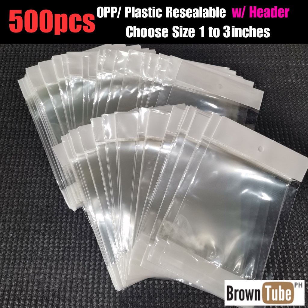 [500pcs With HEADER] Resealable PP / OPP Packaging Plastic W/ Adhesive ...