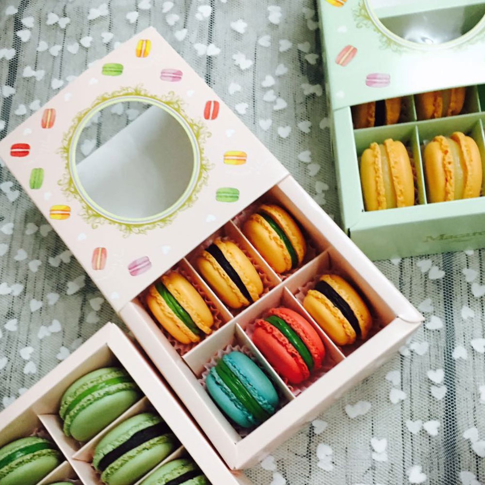 10pcs Macaron Storage Case Baking Box 6Grids Macaron Box Small Cookie Cake Dessert Party Gift