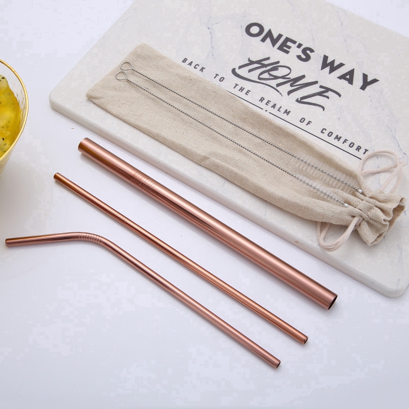 6pcs Drinking Straw stainless steel straw milk tea straw Shopee
