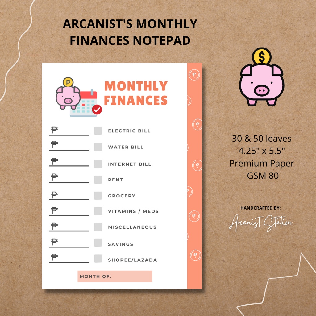 Monthly Finances Planner Notepad Shopee Philippines