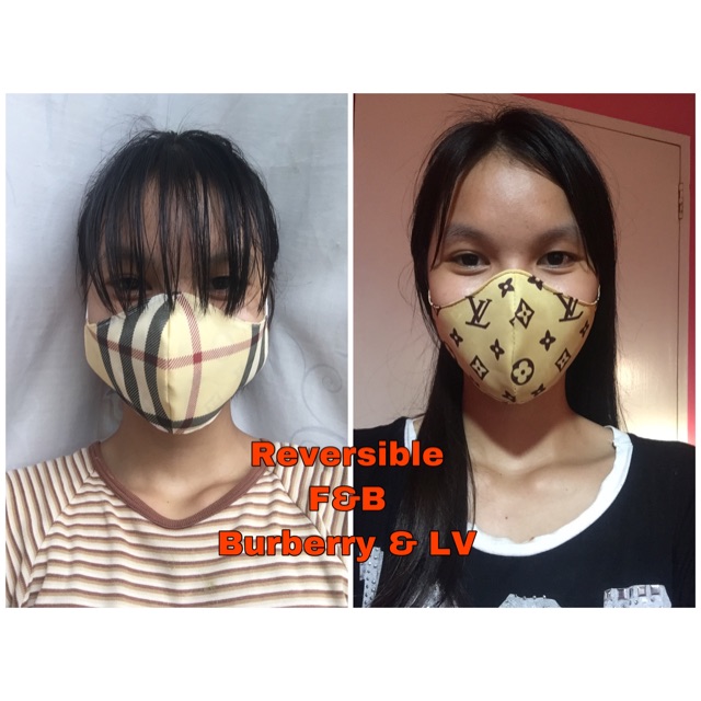 LV \u0026 Burberry reversible Washable Mask 