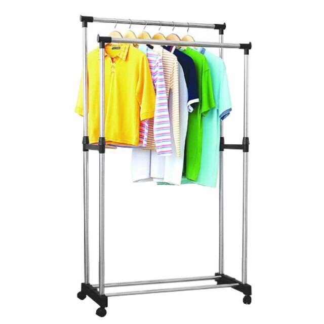 FLY COD Double Pole Telescopic Clothes Rack | Shopee Philippines