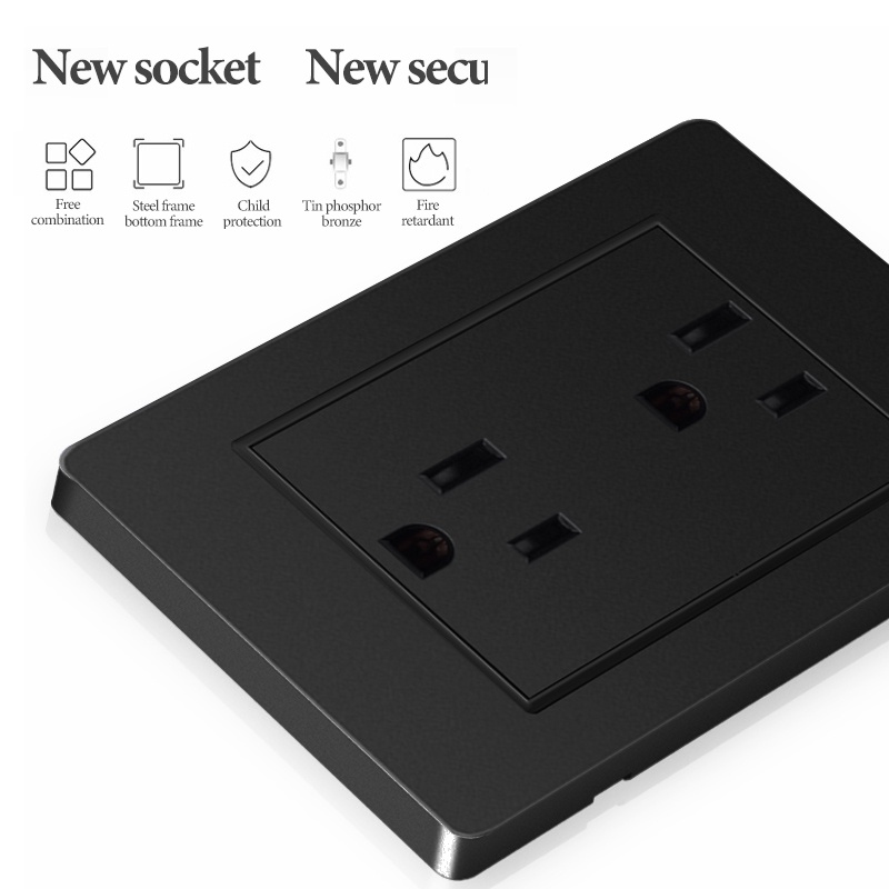 VOLLIA Black Wall Switch for Light 3/6 Pin Plug Electrical Socket