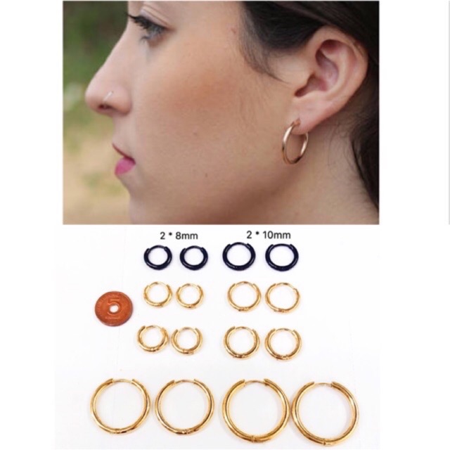 Silver gold black Earing  PUNK Men Women Hoop Ear Stud Stainless Steel Earring Hoop Piercing New