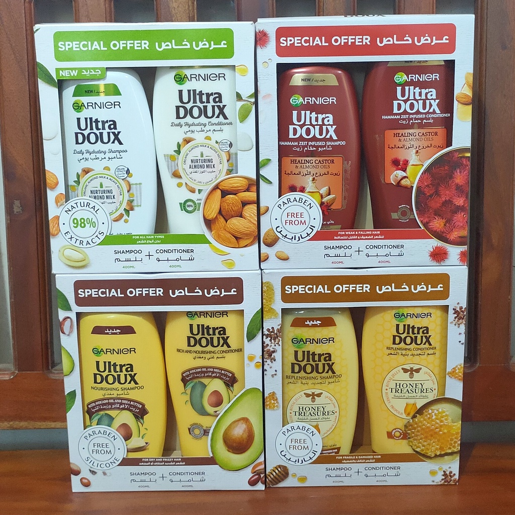 Garnier Ultra DOUX Shampoo 400ml & Conditioner 400ml Shopee Philippines