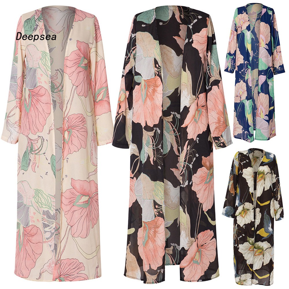 long sleeve chiffon maxi cardigan