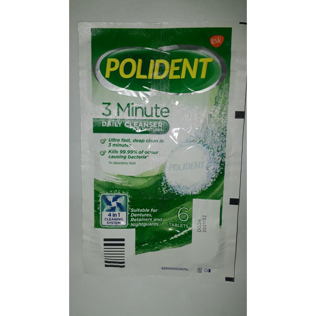 Polident Denture Cleanser Sachet Tablet 6's Shopee Philippines
