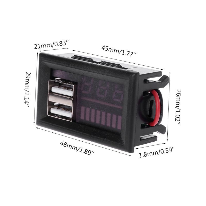 12V Digital Motorcycle Voltmeter Voltage Battery Panel Meter w USB 5V Output