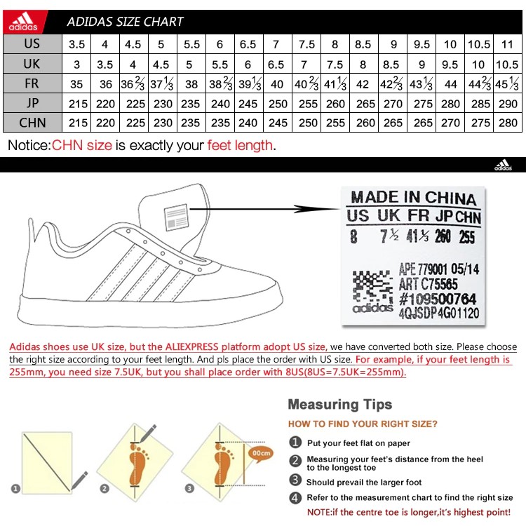 adidas foot measurement