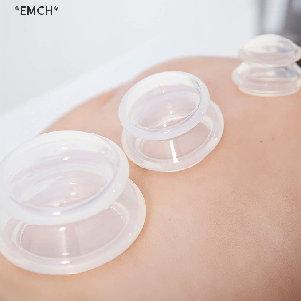 EMCH> Silicone Vacuum Cupping Set Massage Body Cups Back Gua Sha