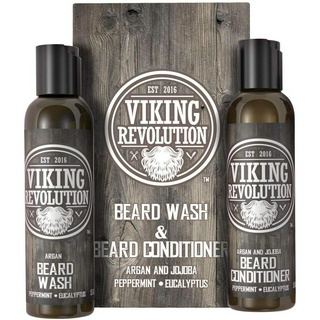 Viking Revolution Beard Wash & Beard Conditioner Set, Natural Peppermint & Eucalyptus Scent, 5 oz.