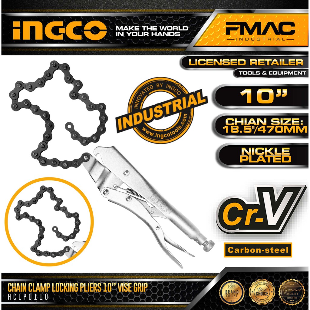 INGCO Chain Clamp Locking Pliers 10” Vise Grip HCLP0110 FMAC⭐⭐⭐⭐⭐