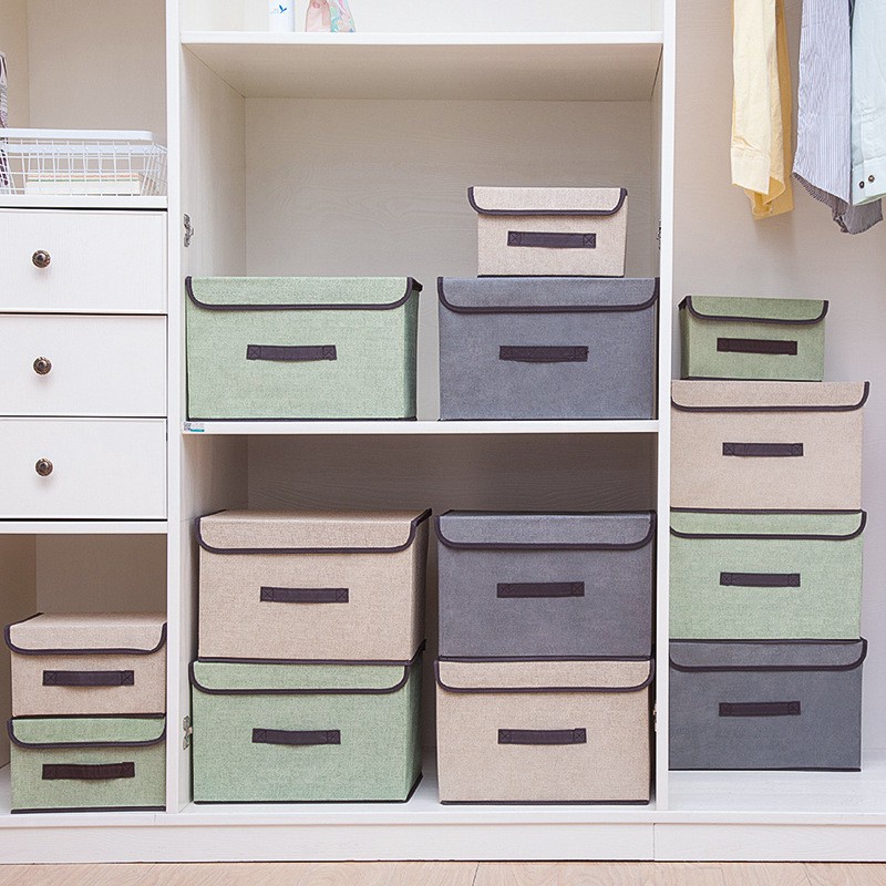 2 in 1 Clothing box large capacity Plain Color Foldable Storage Box Organizer With Cover set