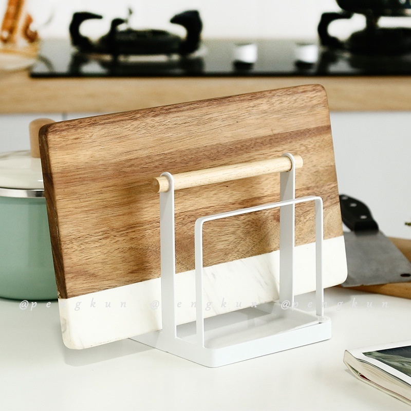 Creative Japanese Style Simple Iron Art Cutting Board Rack Kitchen Storage Supplies Desktop Drain Knife