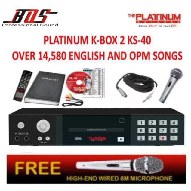 Platinum K-BOX 2 KS-40+ DVD Karaoke Player with 14960 Songs,Free Mic ...