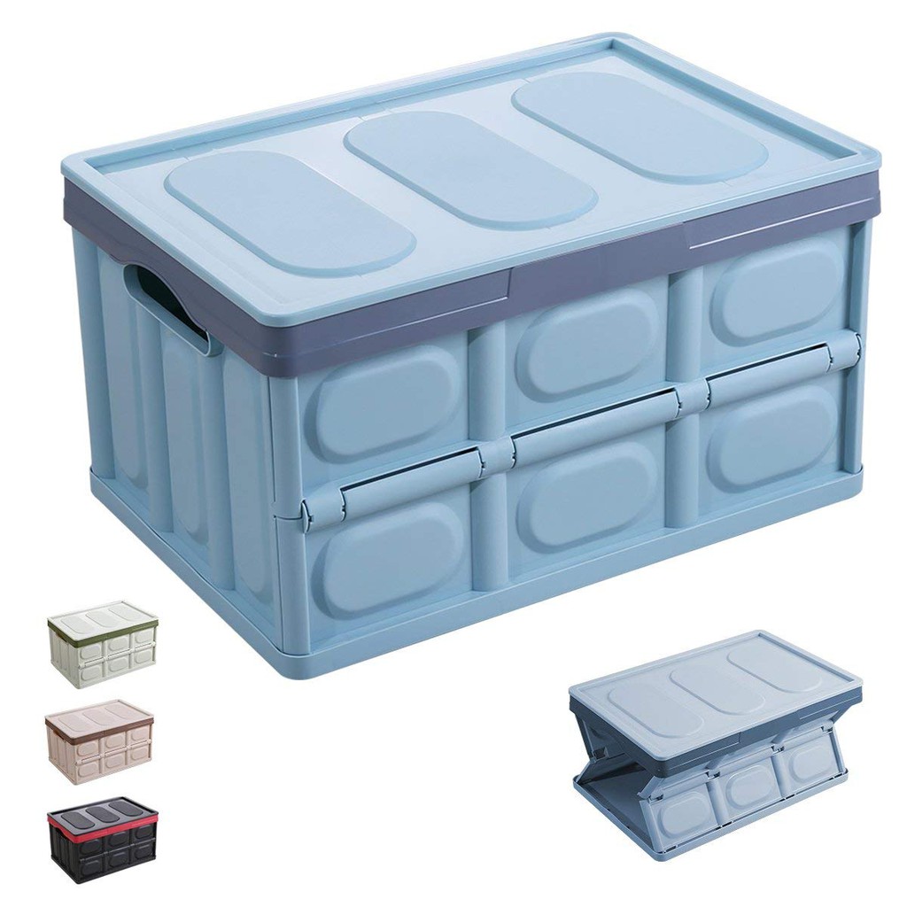 BM COLLAPSIBLE STORAGE BOX WITH LID CRATE (RANDOM COLOR) Shopee