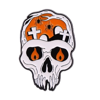 Hot Sale Free Shipping Halloween Pumpkin Skull Brooch Men Women Cute Japanese Metal Badge Pin Accessories Cartoon Ba #9