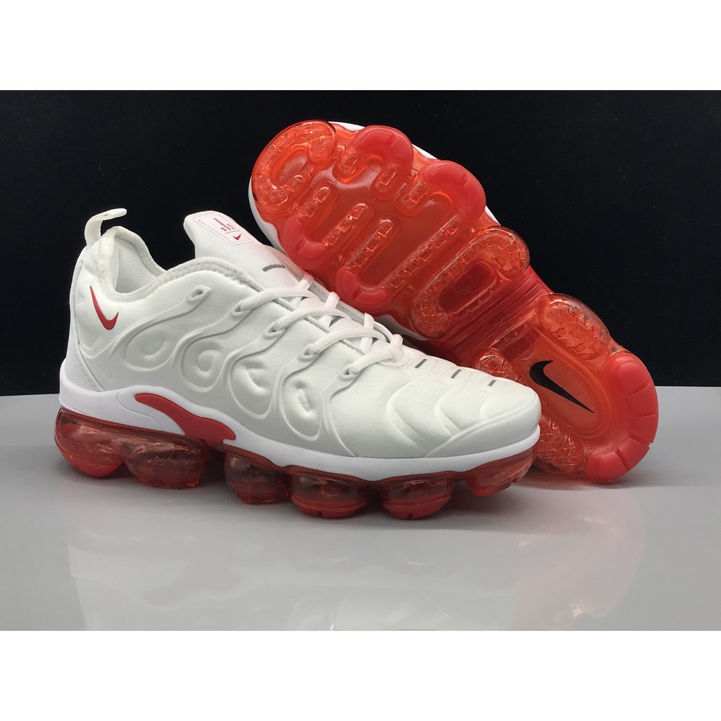 white and red vapormax plus