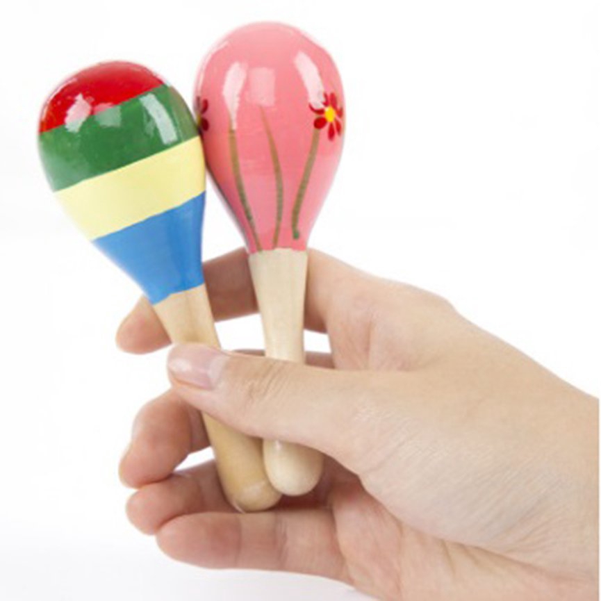 wooden baby maracas rattle