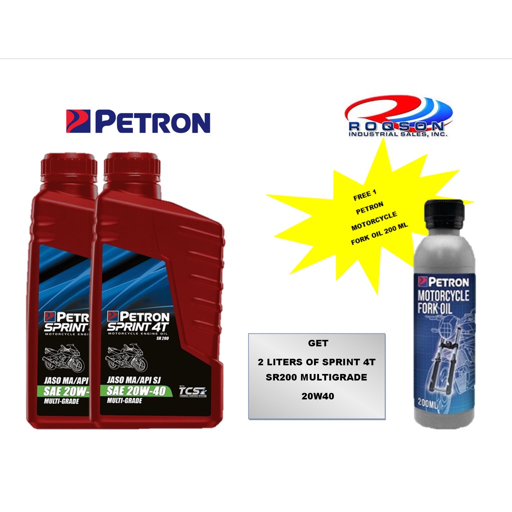 PETRON SPRINT 4T SR200 MULTIGRADE 20W40 (2 Liters) (FREE 1 MOTORCYCLE ...