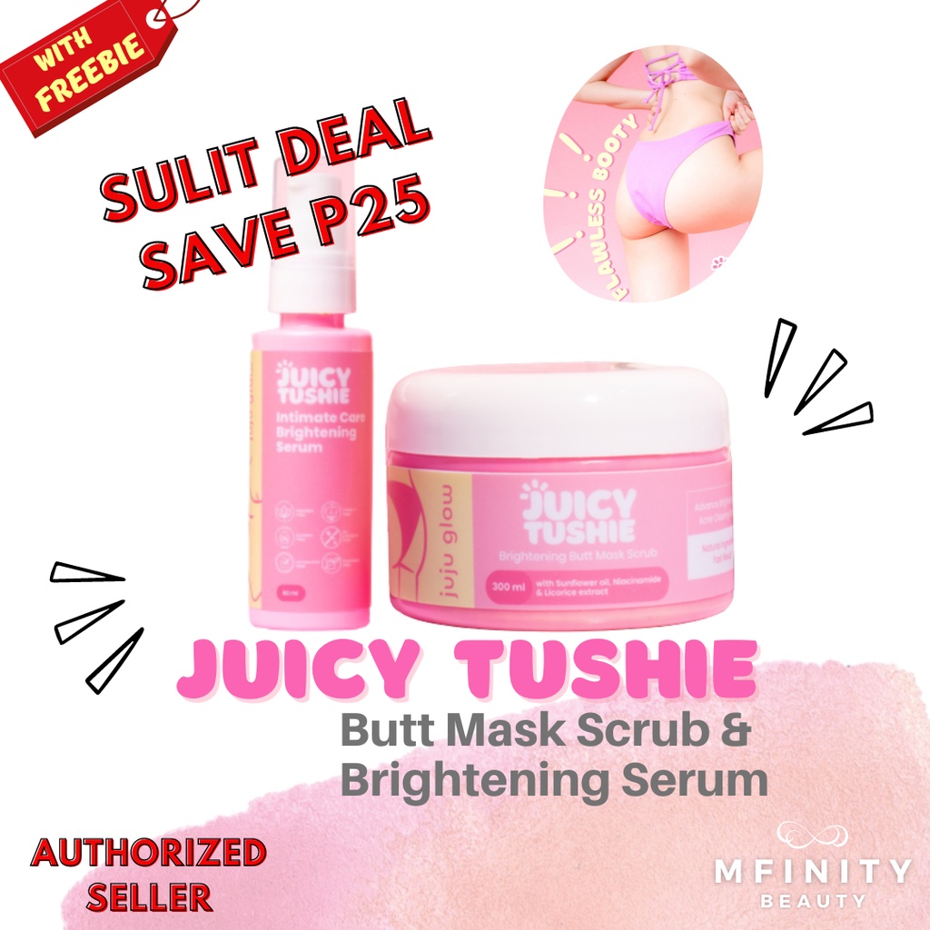 JUICY TUSHIE Butt Mask Scrub and Brightening Serum Safe for Pregnant Lactating Hypoallergenic