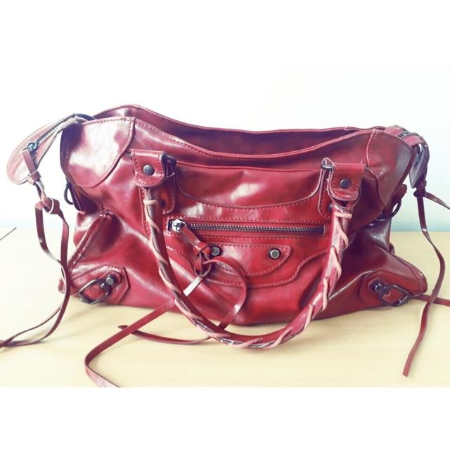 balenciaga motorcycle bag red