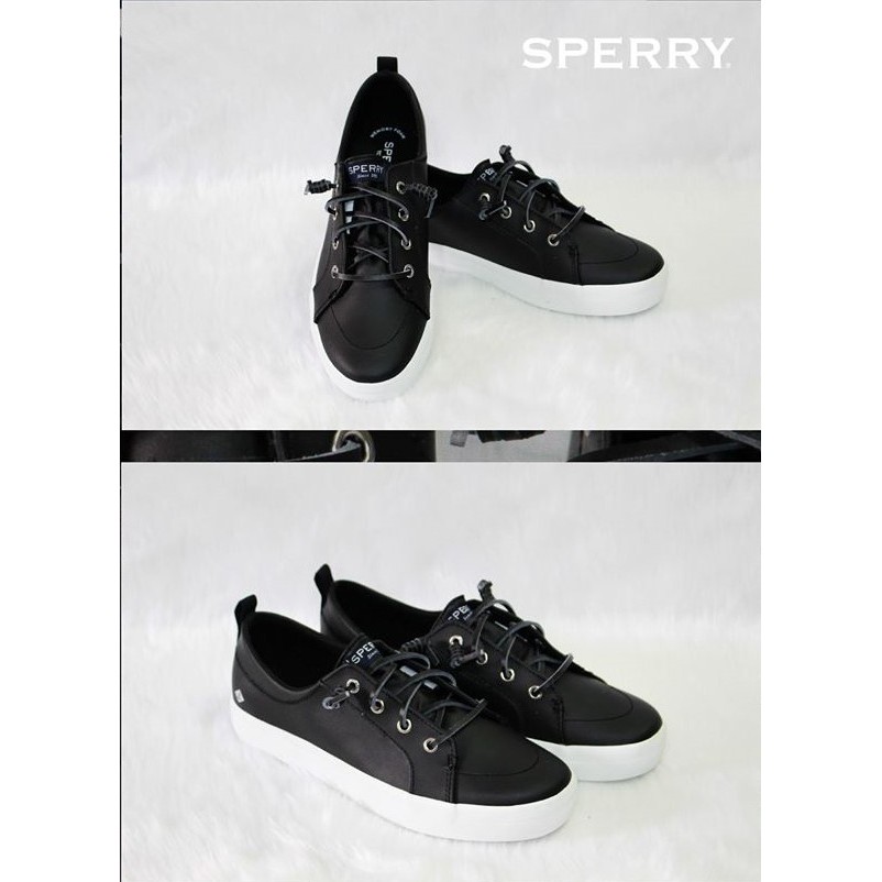 sperry black leather sneakers