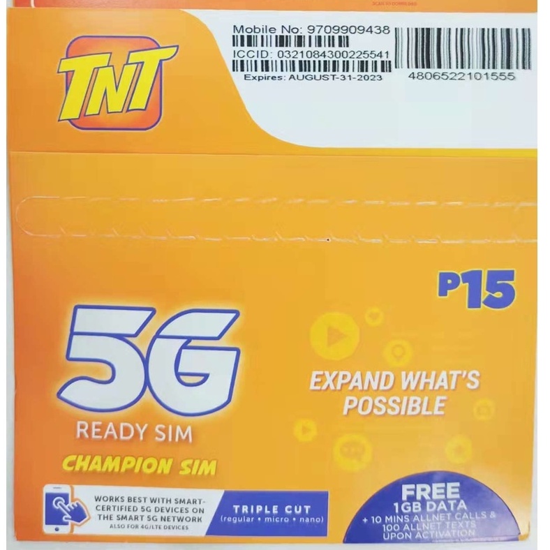 Tnt Simcard Ready To Sim Champion Sim 