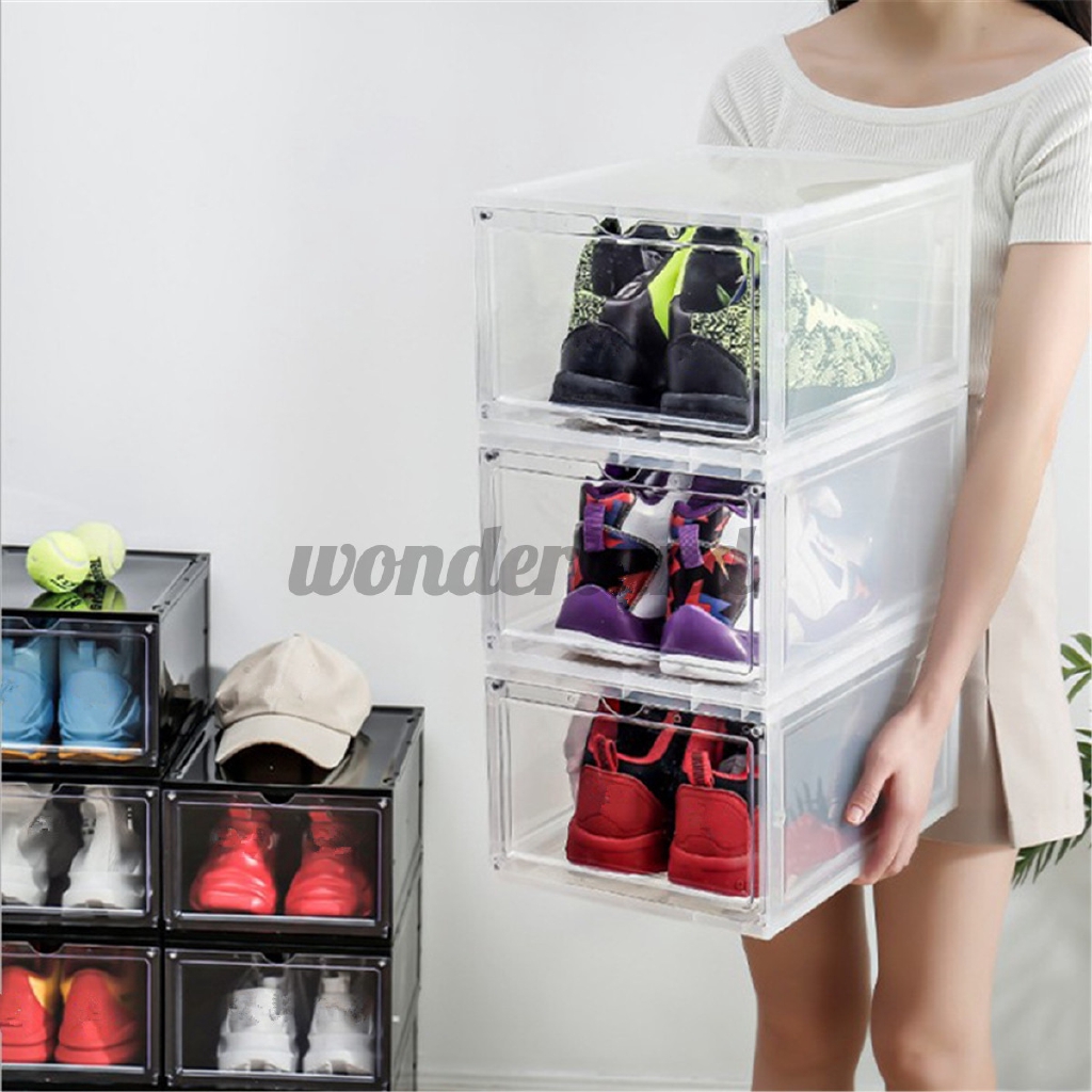 1pcs Shoe Box Clear Drop Front Shoe Box Sneaker Storage Organizer