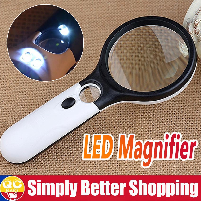 Handheld Illuminated Magnifier 3X 45X Microscope Magnifying Glass With