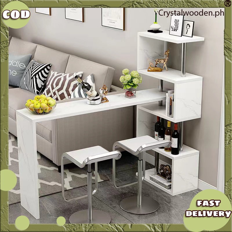 Cod Modern Mini Bar Table Rotating 360 Swivel Bar Counter Table Coffee 