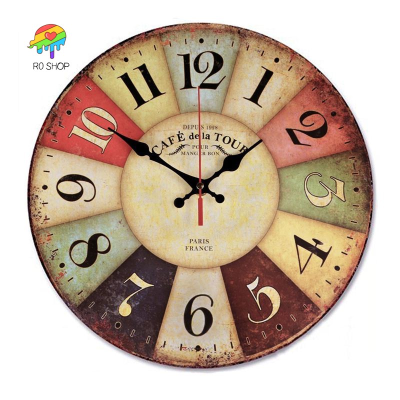 Analog Wooden Wall Clocks Battery Operated Non Ticking Decorative Clock Wood Vintage Silent Modern Clock,36cm Wall Clocks for Living Room Décor 